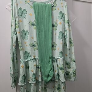 Green Shamrock Long Sleeve Dress